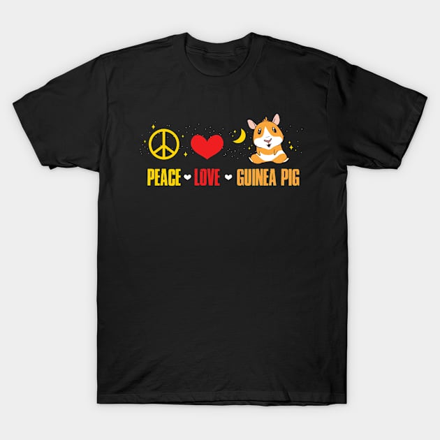 Peace Love Guinea Pig Funny Guinea Pig Gift T-Shirt by CatRobot